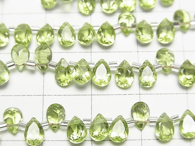 高品質橄欖石 AAA 梨形刻面 6x4mm 半串或 1 串珠(28 顆)