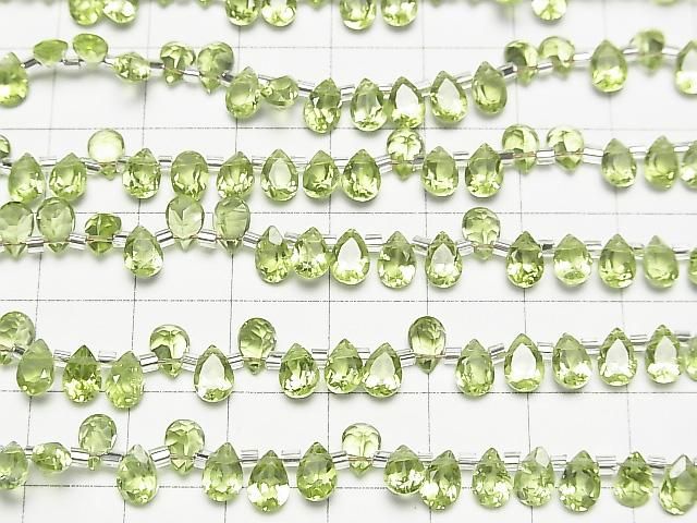 高品質橄欖石 AAA 梨形刻面 6x4mm 半串或 1 串珠(28 顆)