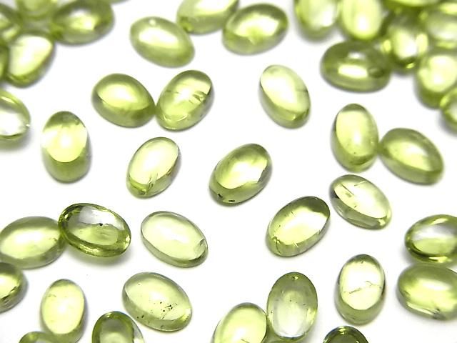Hochwertiger Peridot AAA- Ovaler Cabochon 6x4mm 5Stücke