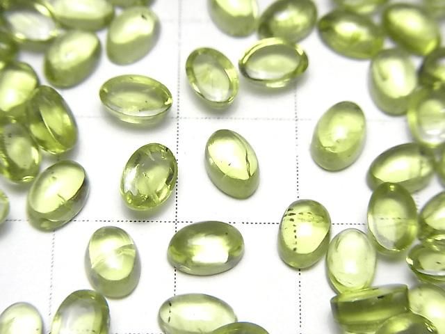 Hochwertiger Peridot AAA- Ovaler Cabochon 6x4mm 5Stücke