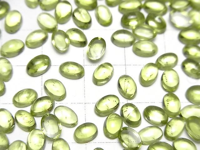 Hochwertiger Peridot AAA- Ovaler Cabochon 6x4mm 5Stücke