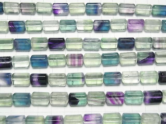 Mehrfarbiger Fluorit AA++ dreieckige Röhre 14x10x10mm halb oder 1 Strang Perlen (ca. 15 Zoll / 36 cm)