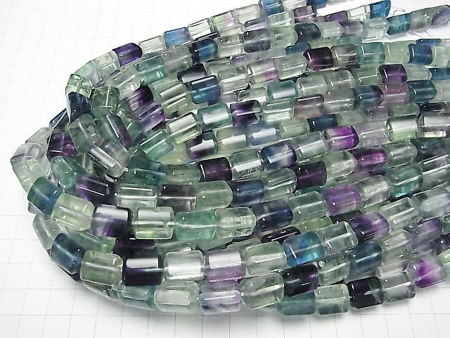 Mehrfarbiger Fluorit AA++ dreieckige Röhre 14x10x10mm halb oder 1 Strang Perlen (ca. 15 Zoll / 36 cm)