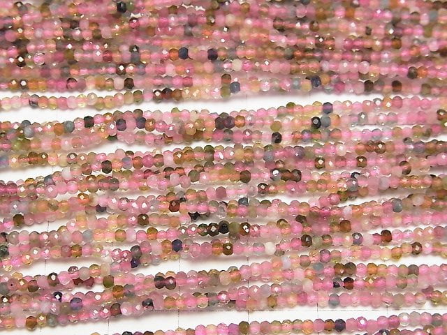 Hochwertiger mehrfarbiger Turmalin AAA- Facettierte Knopf-Rondelle 2x2x1,5mm 1Strang Perlen (ca. 15 Zoll / 38 cm)
