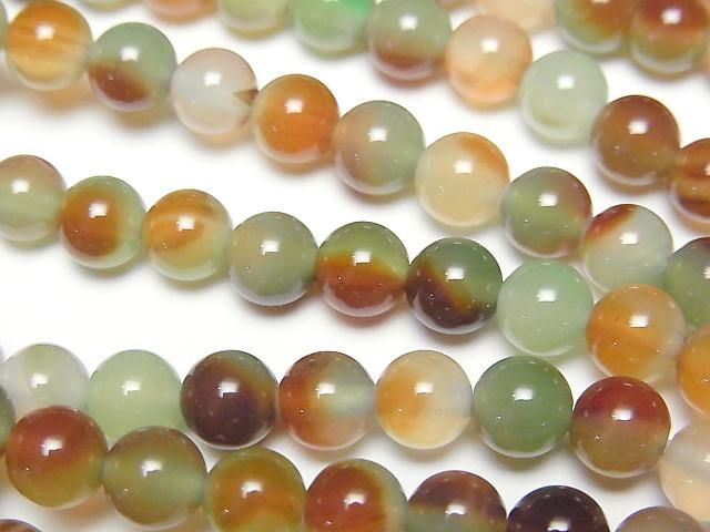 Grün x Rot Farbe Chalcedon Rund 6mm 1 Strang Perlen (ca. 15 Zoll / 36 cm)