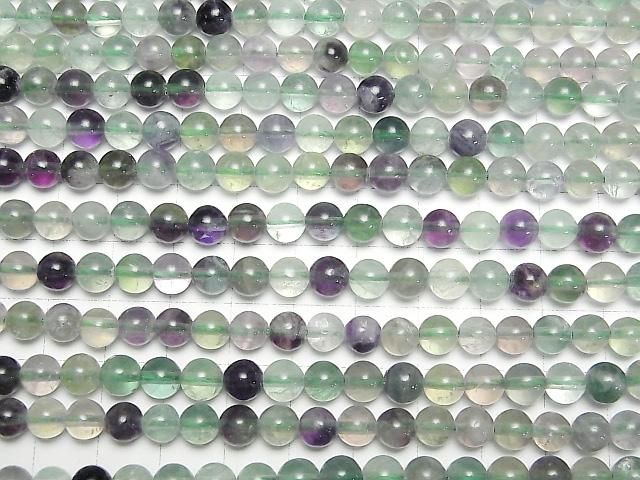 Multicolor Fluorit AA+ rund 6mm 1Strang Perlen (ca. 36cm / 15inch)