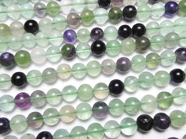 Multicolor Fluorit AA+ rund 8mm 1Strang Perlen (ca. 36cm / 15inch)