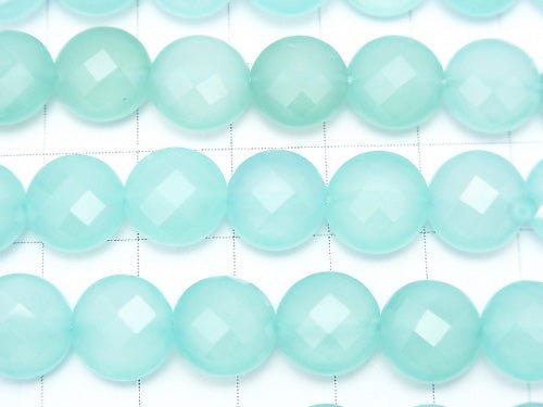 Meerblauer Chalcedon AAA facettierte Münze 10x10x6mm 1/4 oder 1strang Perlen (ca. 15inch / 38cm)