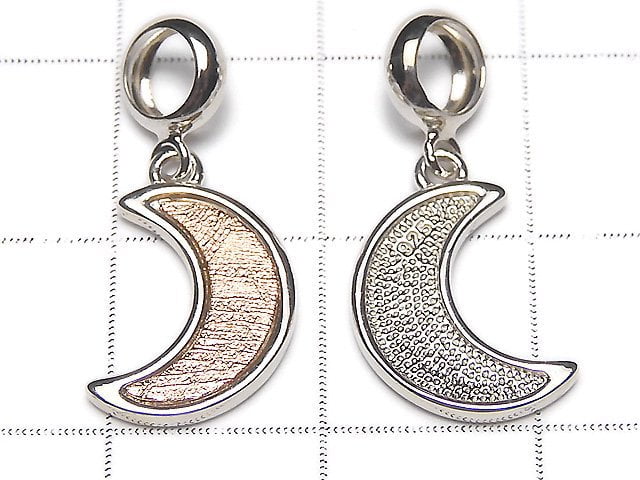 Pendentif Météorite Lune motif 12x9x1.5mm Or Rose Argent925
