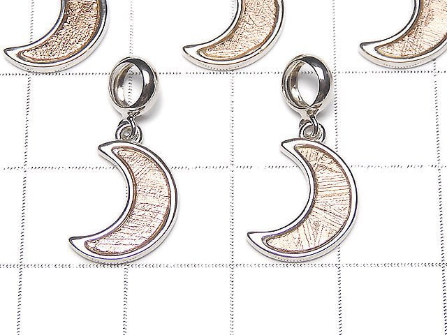 隕石月亮圖案吊墜 12x9x1.5mm 玫瑰金925銀
