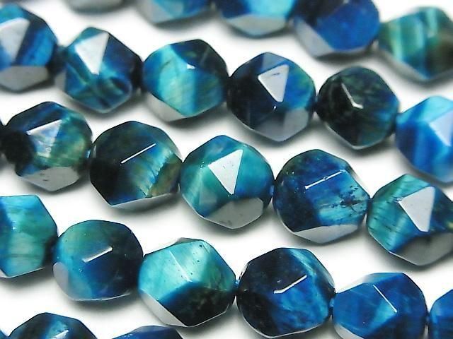 Blue-green Tiger's Eye AA+ 20-faceted Round 10mm 1-strand beads (approx. 15 inches/36 cm)