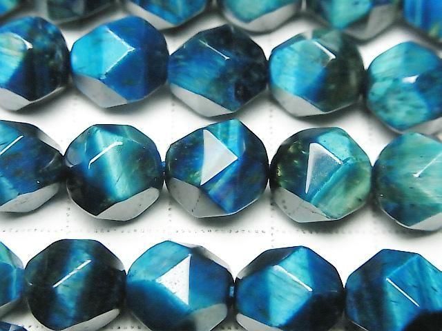 Blue-green Tiger's Eye AA+ 20-faceted Round 10mm 1-strand beads (approx. 15 inches/36 cm)