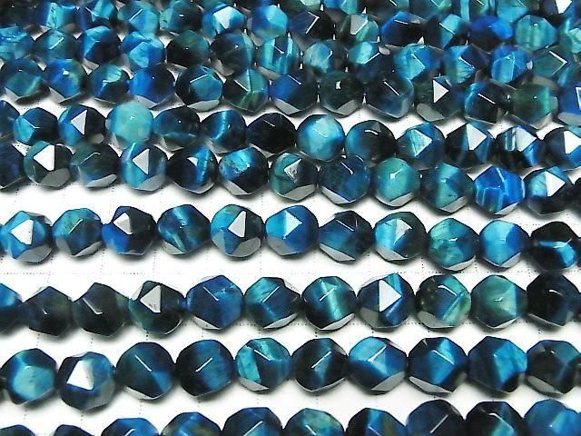 Blue-green Tiger's Eye AA+ 20-faceted Round 10mm 1-strand beads (approx. 15 inches/36 cm)
