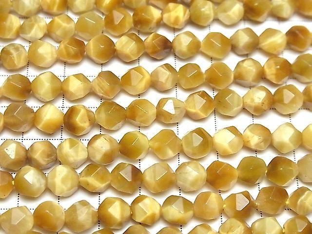 金色虎眼石 AA+ 刻面圓珠 8mm 一串(約15英吋/36公分長)