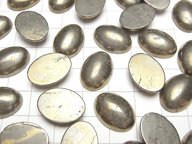 Pyrit Ovaler Cabochon 18x13mm 2Stk