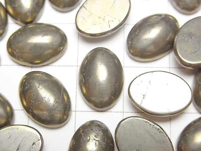 Pyrit Ovaler Cabochon 14x10mm 3Stk