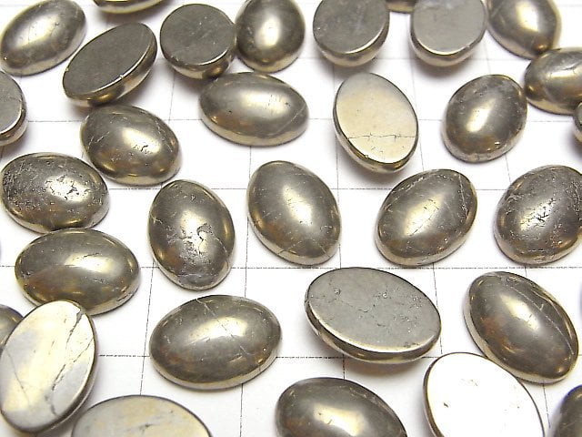 Pyrit Ovaler Cabochon 14x10mm 3Stk