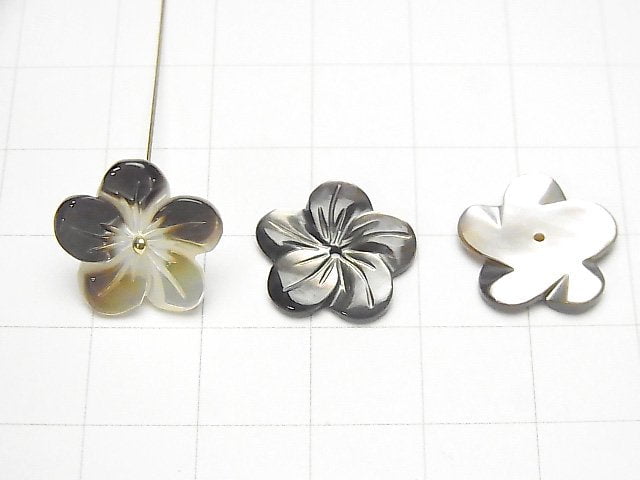 Hochwertige schwarze Muschel (Schwarzlippen-Auster) AAA Blume 14mm Zentrum Loch 4Stk