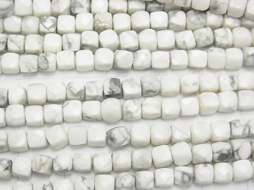 High Quality! 1strand $15.99! Howlite Magnesite Cube Shape 4x4x4mm 1strand beads (aprx.15inch/38cm)