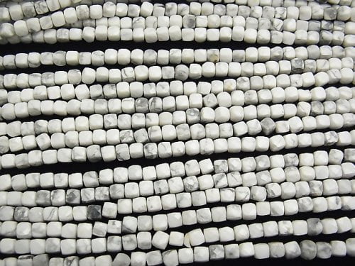 High Quality! 1strand $15.99! Howlite Magnesite Cube Shape 4x4x4mm 1strand beads (aprx.15inch/38cm)