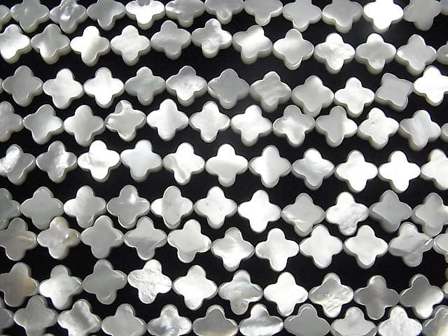 Coquille blanche de haute qualité (huître à lèvres argentées) motif fleur AAA perles 8x8mm 1/4 ou 1 fil (env. 38cm/15inch)