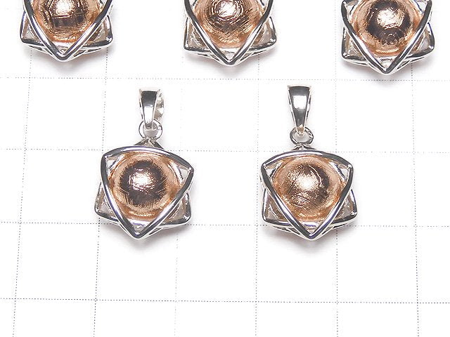 Meteorite (Muonionalusta) 8mm Sphere Star Pendant in Pink Gold and Silver 925