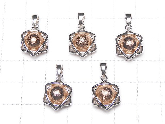 Meteorite (Muonionalusta) 8mm Sphere Star Pendant in Pink Gold and Silver 925