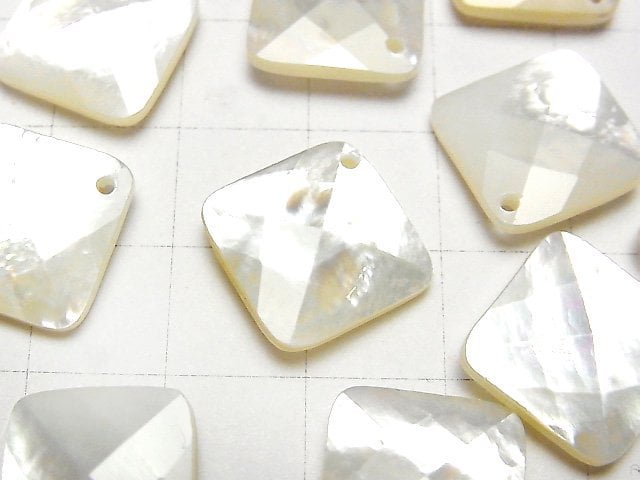Hochwertige weiße Muschel (Silberlippen-Auster) AAA Diamantform 18x18mm 4Stück