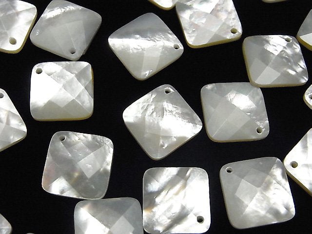Hochwertige weiße Muschel (Silberlippen-Auster) AAA Diamantform 18x18mm 4Stück