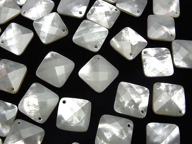 Hochwertige weiße Muschel (Silberlippen-Auster) AAA Diamantform 18x18mm 4Stück
