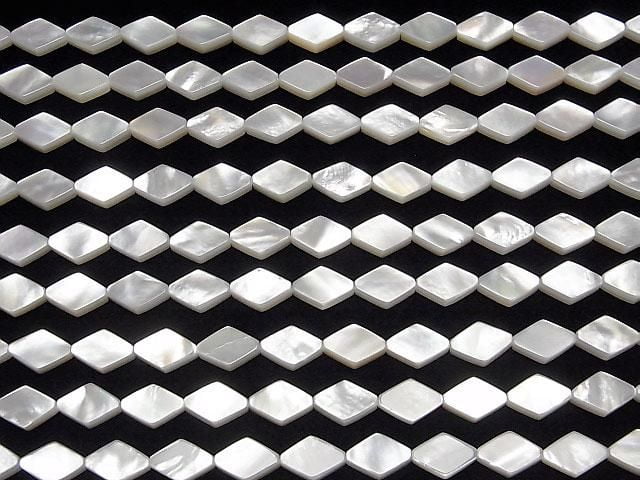 High-quality white shell AAA diamond 10x7mm half or 1-strand beads (approx. 15inch/38cm)