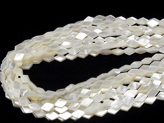 High-quality white shell AAA diamond 10x7mm half or 1-strand beads (approx. 15inch/38cm)