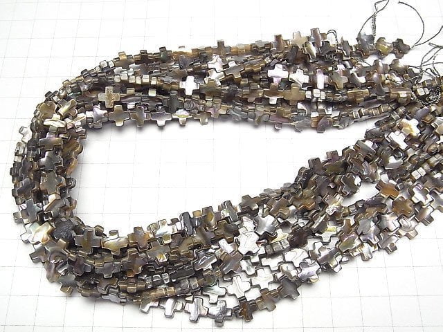 Abalone-Schalen Kreuz 8x8x3mm 1/4 oder 1Strang Perlen (ca. 15 Zoll / 37 cm)