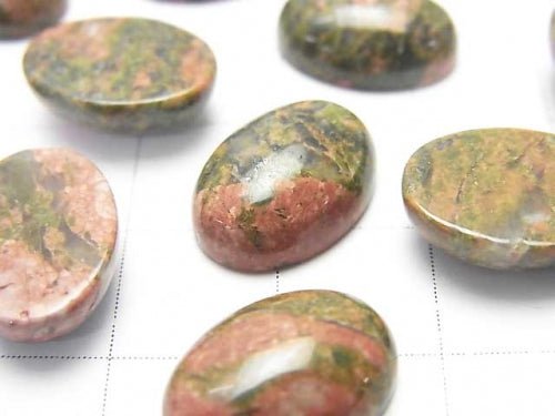 Unakite Oval Cabochon 14x10mm 2pcs