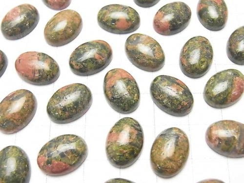Unakite Oval Cabochon 14x10mm 2pcs