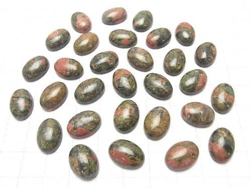 Unakite Oval Cabochon 14x10mm 2pcs