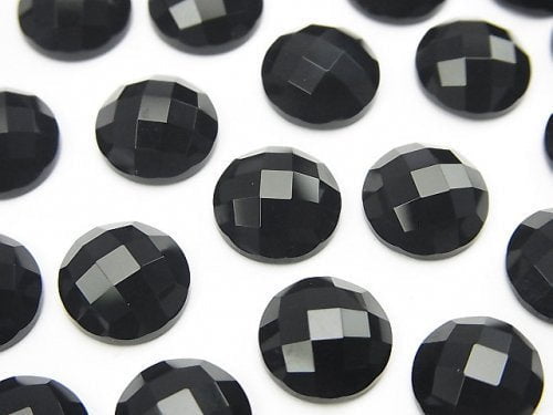 Onyx Round Faceted Cabochon 10x10mm 5pcs