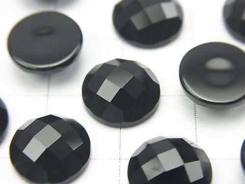 Onyx Round Faceted Cabochon 10x10mm 5pcs