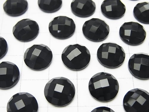 Onyx Round Faceted Cabochon 10x10mm 5pcs