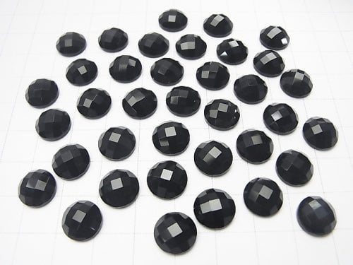 Onyx Round Faceted Cabochon 10x10mm 5pcs