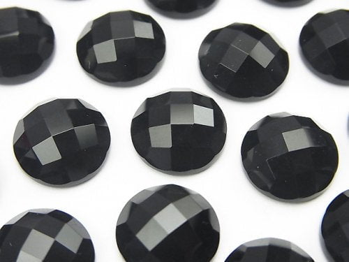 Onyx Round Faceted Cabochon 12x12mm 5pcs