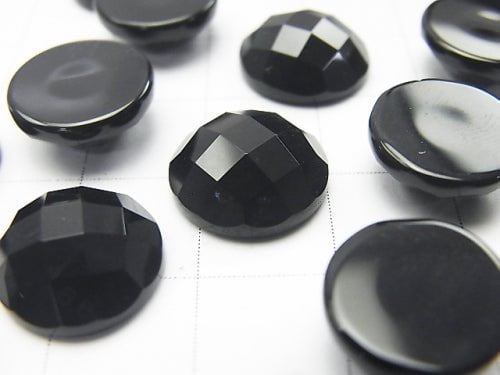 Onyx Round Faceted Cabochon 12x12mm 5pcs