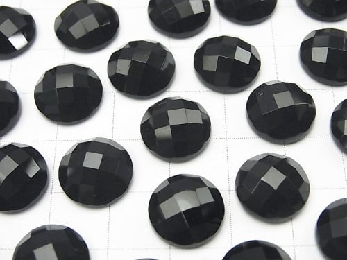 Onyx Round Faceted Cabochon 12x12mm 5pcs