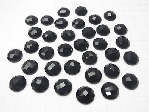 Onyx Round Faceted Cabochon 12x12mm 5pcs
