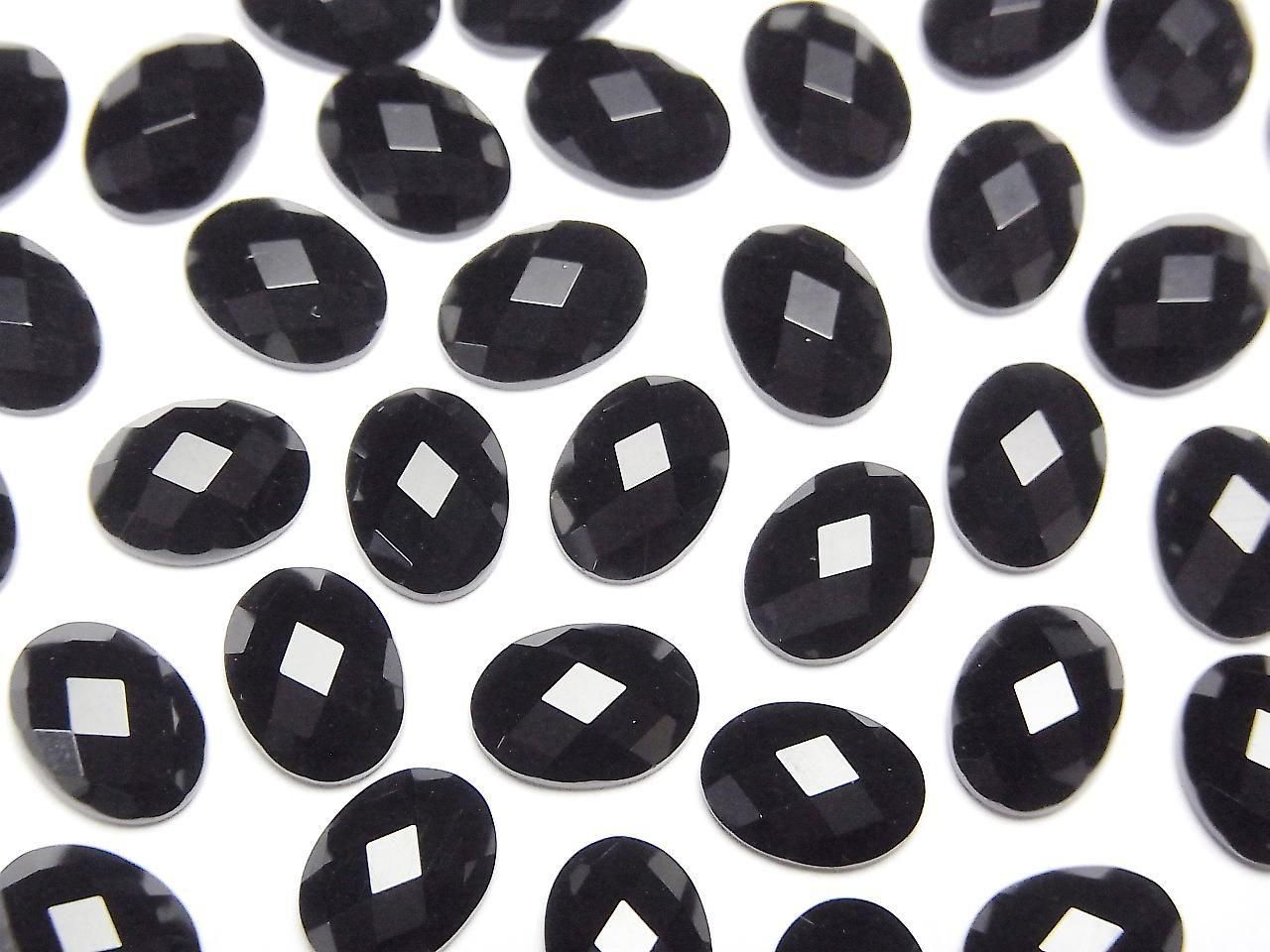 Cabochon ovale facetté en onyx 8x6mm 5 pièces