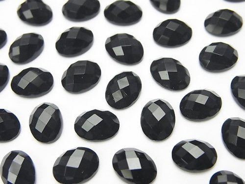 Onyx Oval Faceted Cabochon 8x6mm 5pcs
