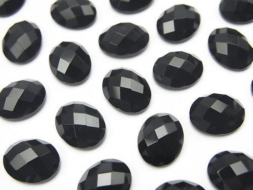 Onyx Oval Faceted Cabochon 10x8mm 5pcs