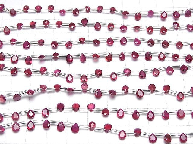Hochwertiger Rubin AAA Tropfenform Facettiert 5x4mm 1 Strang Perlen (18 Stück)