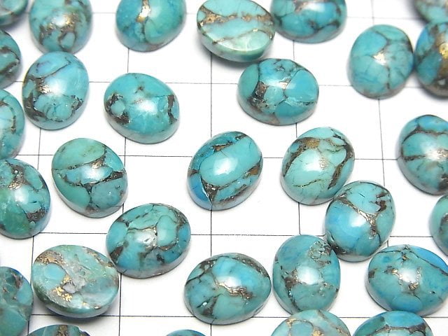 Blauer Kupfer-Türkis AAA Ovaler Cabochon 10x8mm 3Stk