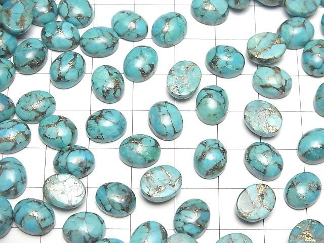 Blauer Kupfer-Türkis AAA Ovaler Cabochon 10x8mm 3Stk